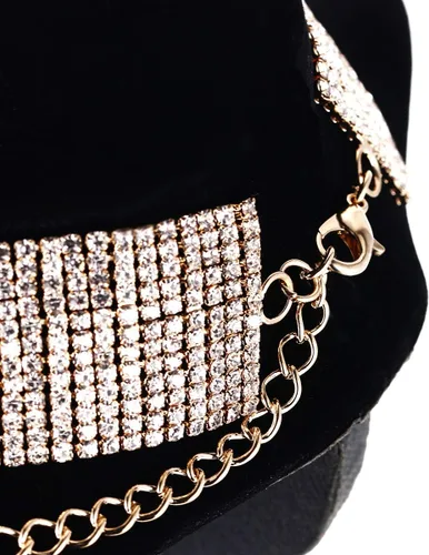 Miniatura 4 de Flyonce - Collar con diamantes de imitación para mujer, gargantilla con borla estilo pechera, joyería para fiesta formal