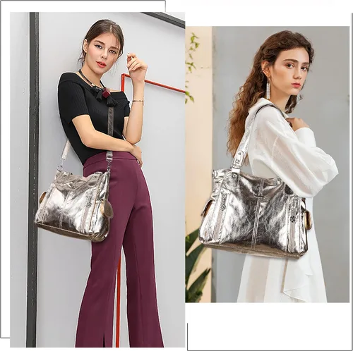 Miniatura 2 de Angel Kiss Bolsos para mujer con tiras en la parte superior, bolso estilo Hobo, bolsas de hombro espaciosas y casuales, cartera estilo Tote de PU