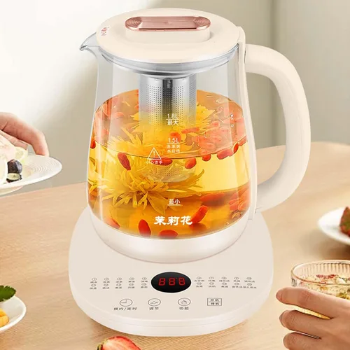 Miniatura 8 de Olla para preservar la salud, hervidor eléctrico con control de temperatura, para sopa, gachas, té de hierbas, base de acero inoxidable, panel
