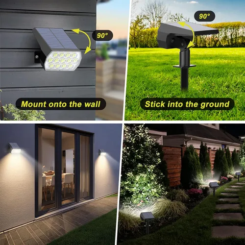 Miniatura 5 de Focos solares para exteriores, [paquete de 8/65 LED] 2 en 1, focos solares para paisajes, 3 modos de iluminación, luces solares para jardín, luces
