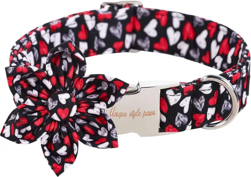Miniatura 24 de Unique style paws Collar de perro para el día de San Valentín con lazo de flores, collar de cachorro de corazón azul, el mejor regalo para niños