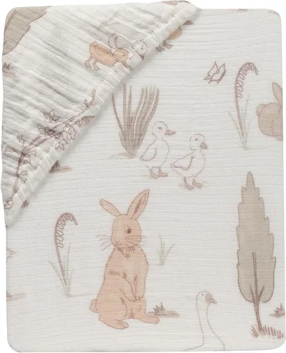 Miniatura 7 de Lambs & Ivy Signature Bunny Hop - Sábana bajera ajustable para cuna de algodón orgánico