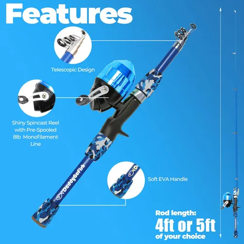 Miniatura 3 de DaddyGoFish Kids Fishing Pole - Rod Reel Combo Tackle Box Starter Set - First Year Small Dock Gear Kit for Boys Girls Toddler Youth Age Beginner