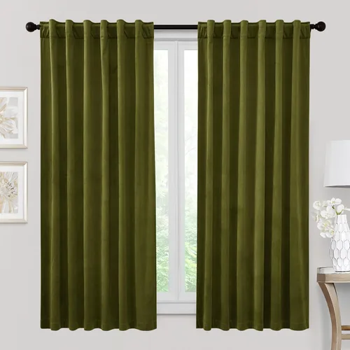 Miniatura 61 de RYB HOME - Cortinas de terciopelo beige, cortinas decorativas resistentes con pestaña trasera, cubierta de privacidad para oscurecer habitación