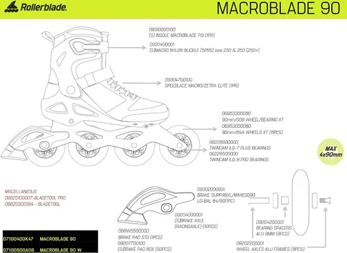 Miniatura 7 de Rollerblade Macroblade 90 Patines en línea de fitness para hombres adultos, Azul Orión/Naranja Picante, Patines en línea de rendimiento