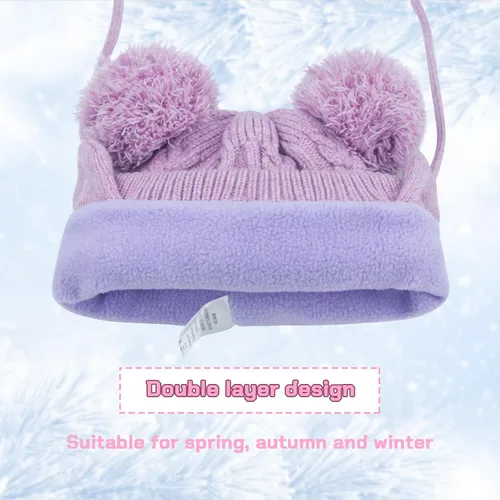 Miniatura 10 de Duoyeree Gorro de invierno para niños pequeños con solapa para las orejas, bufanda gruesa y cálida gorra de calavera para niños y niñas