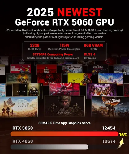 Miniatura 5 de Computadora Portátil para Juegos【300Hz/5060/i7/1TB/Dual RAM】 2560x1600 16:10 WQXGA GPU RTX 5060 CPU Intel Core i7-13700HX RGB Retroiluminado