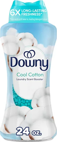 Downy - Perlas potenciadoras de aroma de lavandería en la lavadora, aroma Cool Cotton, 24 oz, perlas de aroma para la ropa, frescura duradera