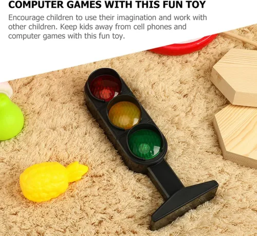 Miniatura 5 de Toyvian Juego de juguetes de semáforo, paquete de 3 modelos educativos de luz de señal de carretera de 7.87 pulgadas para niños, señales de tráfico