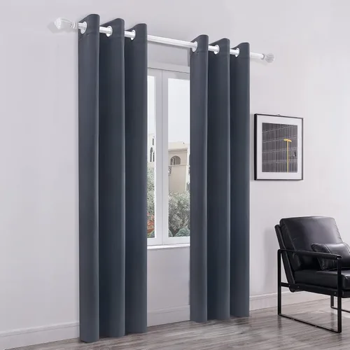 Miniatura 2 de Pickluc - Paneles de cortinas opacas grises con ojales, cortinas que bloquean la luz para el dormitorio, aisladas térmicamente, reducción de ruido