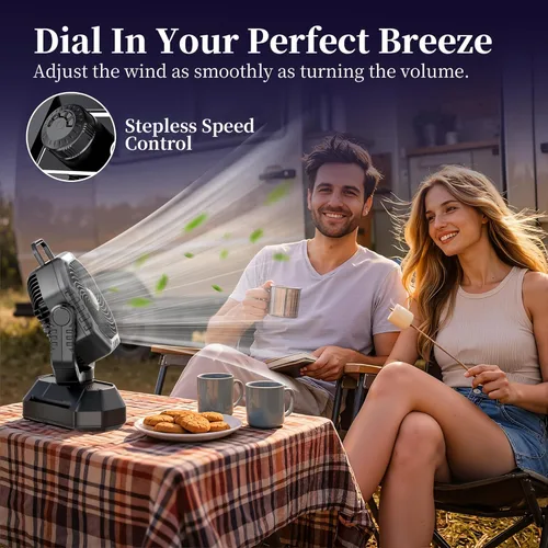 Miniatura 6 de AJVV Ventilador de campamento, batería oscilante, portátil, recargable, con luz y control remoto para campamento, al aire libre, corte de energía
