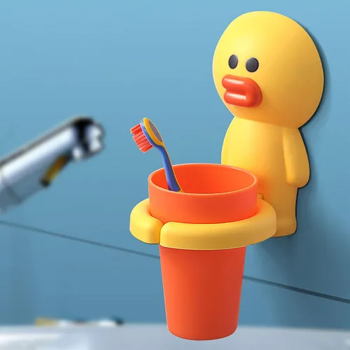 SooGree - Soporte para cepillos de dientes para niños, diseño de animales, con ventosa, para guardar pasta de dientes, organizador de cepillos y