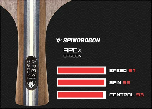 Miniatura 3 de Apex - Paletas de ping pong de carbono Palas de tenis de mesa profesionales con fibra de carbono, goma de primera calidad y funda protectora