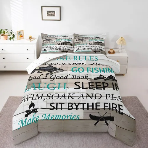 Miniatura 18 de Juego de edredón Lake House tamaño Twin, juego de ropa de cama náutica de navegación con ancla de 2 piezas para decoración de habitación de niños