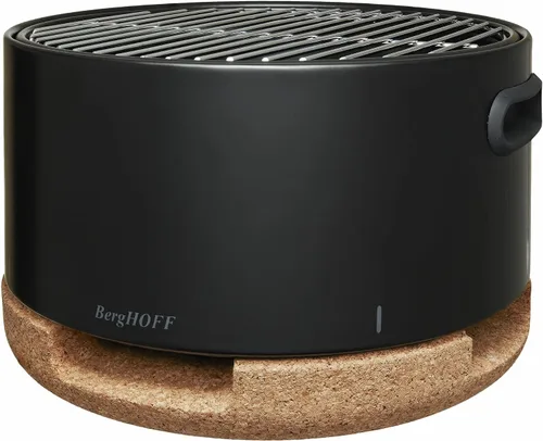 BergHOFF LEO - Parrilla portátil para barbacoa de mesa con base resistente al calor, correa fácil de transportar y asas desmontables, elementos Negro