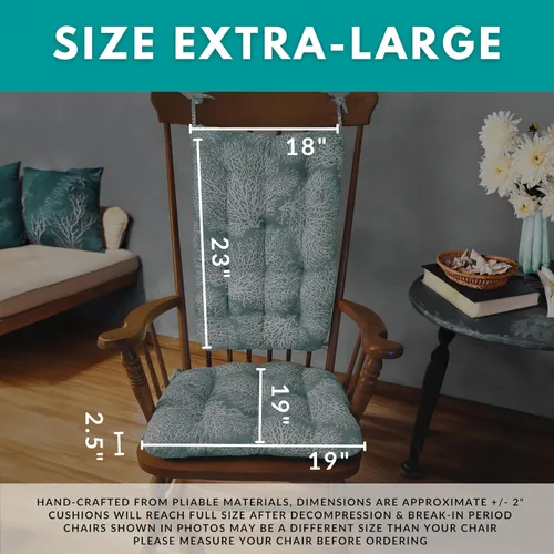 Miniatura 6 de Barnett Home Decor Cojines de silla mecedora de algodón Duck Tan – Tamaño extragrande Jumbo – Almohadilla de asiento de espuma de látex de 19 x 19