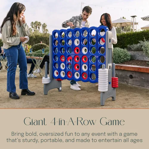 Miniatura 3 de Juego gigante 4 en una fila: juegos de patio al aire libre de 3.8 pies de altura para adultos y niños, juego de césped estilo conecta con 42