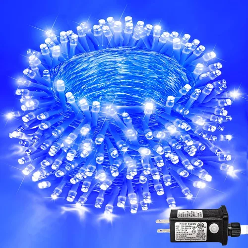 Miniatura 42 de Guirnalda de 120 luces LED rojas impermeables para exteriores, luces de Navidad rojas de 40 pies, 8 modos, cable transparente, guirnalda de luces