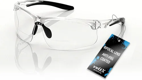 voltX 'ULTIMATE SPORTS' Gafas de seguridad bifocales (montura transparente, lente transparente + 1.0 dioptrías) – Lente UV400 con revestimiento