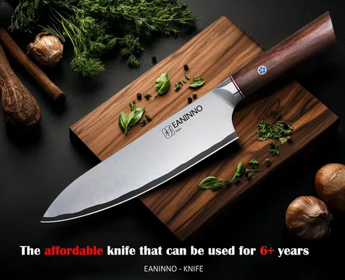 Miniatura 3 de Cuchillo de chef japonés de acero de alto carbono de 8 pulgadas, cuchillo de cocina profesional afilado para cortar carne y verduras con mango