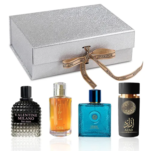 Miniatura 9 de A CENTER Set de regalo de colonia para hombre, 4 x 3.4 onzas líquidas, perfume de lujo con caja de presentación premium, regalo perfecto para el día