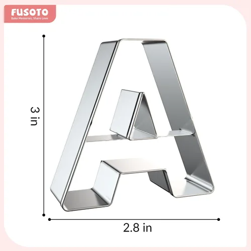 Miniatura 4 de FUSOTO Juego de 26 cortadores de galletas de letras del alfabeto, para hacer manualidades con galletas y tartas del alfabeto, cortadores de galletas