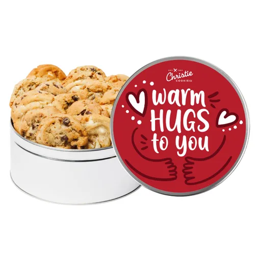 Galletas Christie, galletas gourmet "Warm Hugs", 18 galletas en lata plateada