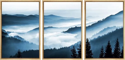 Miniatura 129 de SIGNWIN Lienzo enmarcado para pared, juego de arte tranquilo con reflejo de lago, acuarela, montaña y agua, ilustraciones modernas, arte abstracto