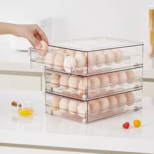 Miniatura 6 de vacane Soporte para huevos de capacidad para 24 contenedores organizadores de refrigerador, contenedor de almacenamiento de huevos sin BPA
