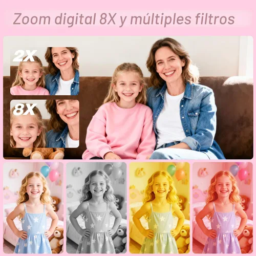 Miniatura 7 de Goopow Juguetes de Cámara para Niños de 3-8 Años Niñas Niños, Videocámara Digital para Niños con Cubierta Suave de Dibujos Animados, Mejor Regalo