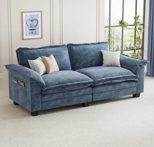 Miniatura 20 de KKL Sofá Seccional Modular de 89 Pulgadas, Sofá de Amor de 2 Asientos Sofá Nube con Asiento Profundo, Sofás Seccionales de Chenilla para Sala