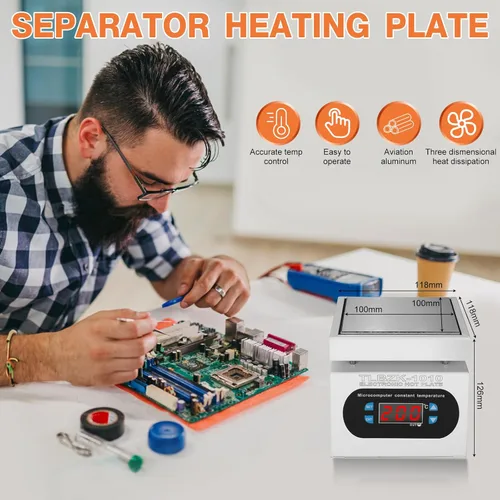 Miniatura 6 de placa caliente de la estación de soldadura de 350W 110V, laboratorio eléctrico del calentador de la reanudación del precalentamiento