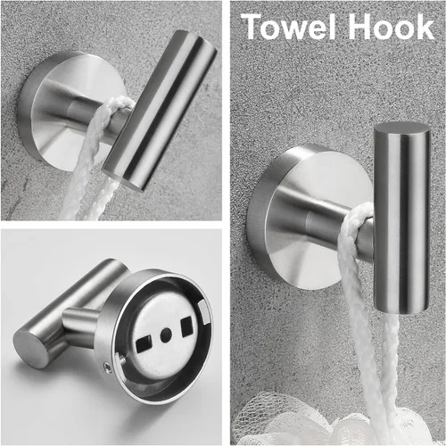 Miniatura 3 de Nolimas Juego de 3 piezas de accesorios de baño de acero inoxidable SUS304 de níquel cepillado para montar en la pared, incluye barra de toalla de 3