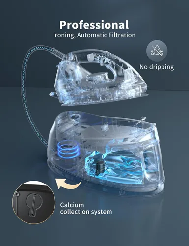 Miniatura 3 de Plancha de vapor de 1500 W y vaporizador vertical, calefacción rápida, placa recubierta de cerámica, esfera de termostato precisa, autolimpieza
