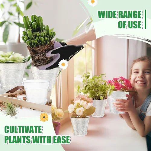 Miniatura 3 de Hushee Juego de 10 macetas transparentes de 8 pulgadas para guardería, incluye 10 platillos y 100 etiquetas para plantas, maceta de plástico