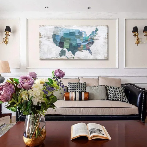 Miniatura 8 de Mapa de los Estados Unidos para decoración de pared, mapa de los Estados Unidos, arte de pared para decoración de pared, fondo de madera, US Map