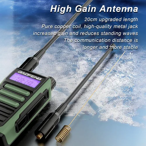 Miniatura 4 de BAOFENG Walkie Talkie UV-16R USB-C 10W con cable de programación Radio bidireccional impermeable de largo alcance de doble banda Radio portátil