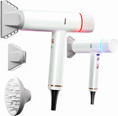 Miniatura 10 de Secador de pelo iónico profesional con difusor, secador iónico de bajo ruido de alta velocidad, potente motor de 1600 vatios para secado rápido