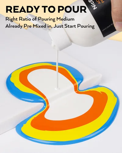 Miniatura 2 de Nicpro Kit de suministros de pintura acrílica de 14 colores, 8.45 onzas, gran volumen premezclado, juego a granel de pintura de alto flujo