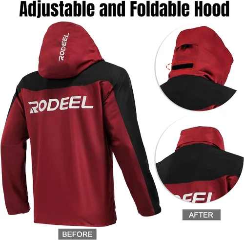 Miniatura 2 de Rodeel Chaqueta rompevientos ligera para hombre resistente al agua con capucha para exteriores
