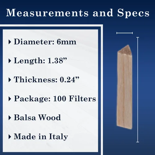 Miniatura 2 de Savinelli Filtros Balsa de 0.236 in - Accesorios de tubería hechos de madera de balsa italiana, paquete de 100 filtros Savinelli