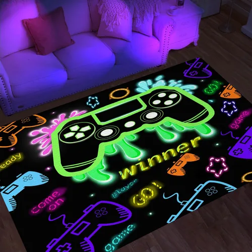 Miniatura 11 de Alfombras de área de juegos para niños, alfombras geniales para jugadores, adolescentes, alfombras grandes de videojuegos para dormitorio, consola