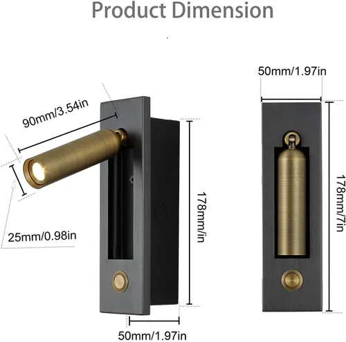 Miniatura 4 de Lámpara LED para dormitorio, lámpara de pared para cabecero, luz de lectura de mesita de noche, lámparas de pared con interruptor de pulsador