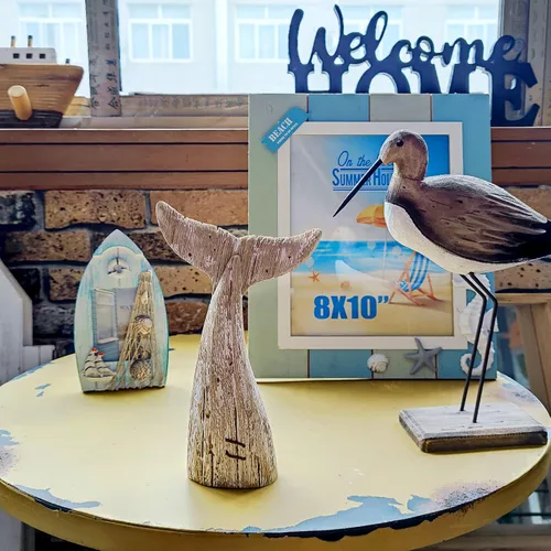 Miniatura 3 de Decoración de cola de ballena de madera, decoración decorativa de ballena náutica rústica, océano, mar, playa, decoración de ballena temática