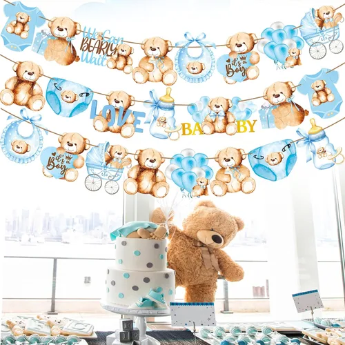 Miniatura 8 de Decoraciones de oso de peluche para baby shower, We Can Bearly Wait, decoraciones de fiesta de cumpleaños, guirnaldas y suministros temáticos de oso
