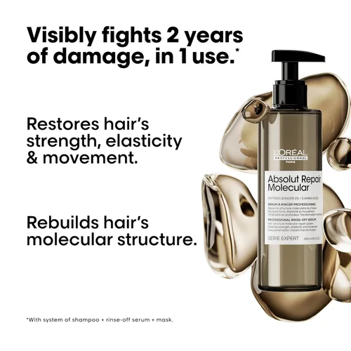 Miniatura 4 de L'Oréal Professionnel Paris Absolut Repair Molecular Hair Care Set - Champú sin sulfato, suero de enjuague y máscara sin enjuague para cabello