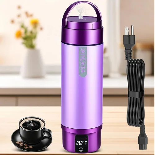 Miniatura 8 de Hervidor eléctrico portátil con aislamiento al vacío, vaso de acero inoxidable Miicasa, hervidor eléctrico pequeño, caldera de agua de viaje con 6