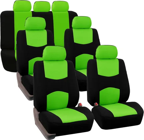 Miniatura 10 de TLH Fundas de Asiento de Tela Plana Rojas de 3 Filas 7 Asientos Ajuste Universal Accesorios del Interior del Automóvil, Fundas de Asiento Rojo