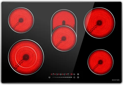 Miniatura 12 de Noxton Placa eléctrica de 2 quemadores, estufa de cerámica radiante de 12 pulgadas 110 V con perilla y control táctil, placa eléctrica incorporada