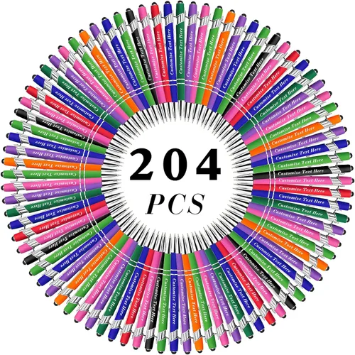 Miniatura 62 de Bolígrafos personalizados a granel con punta de lápiz capacitivo, 12 bolígrafos personalizados con logotipo de mensaje con nombre, bolígrafos